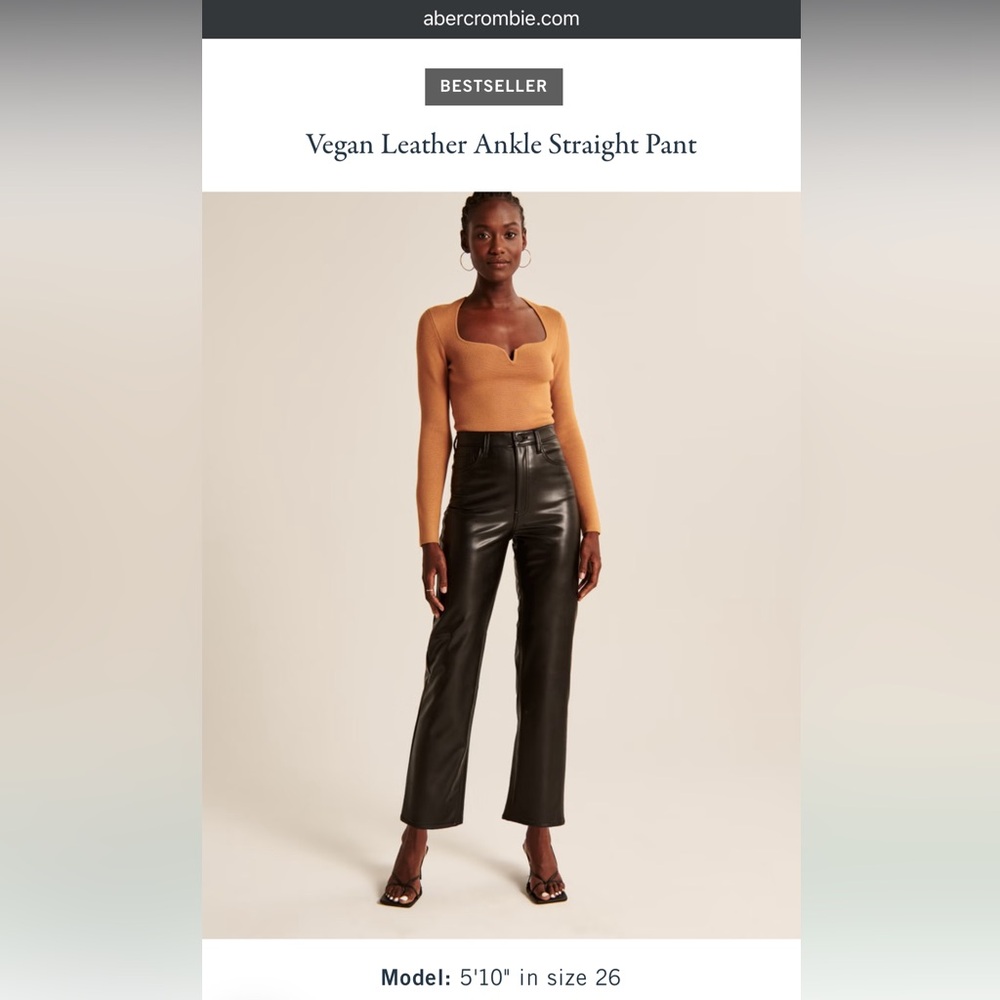 Abercrombie Vegan Leather Ankle Straight Ultra High Rise Pants - NWT